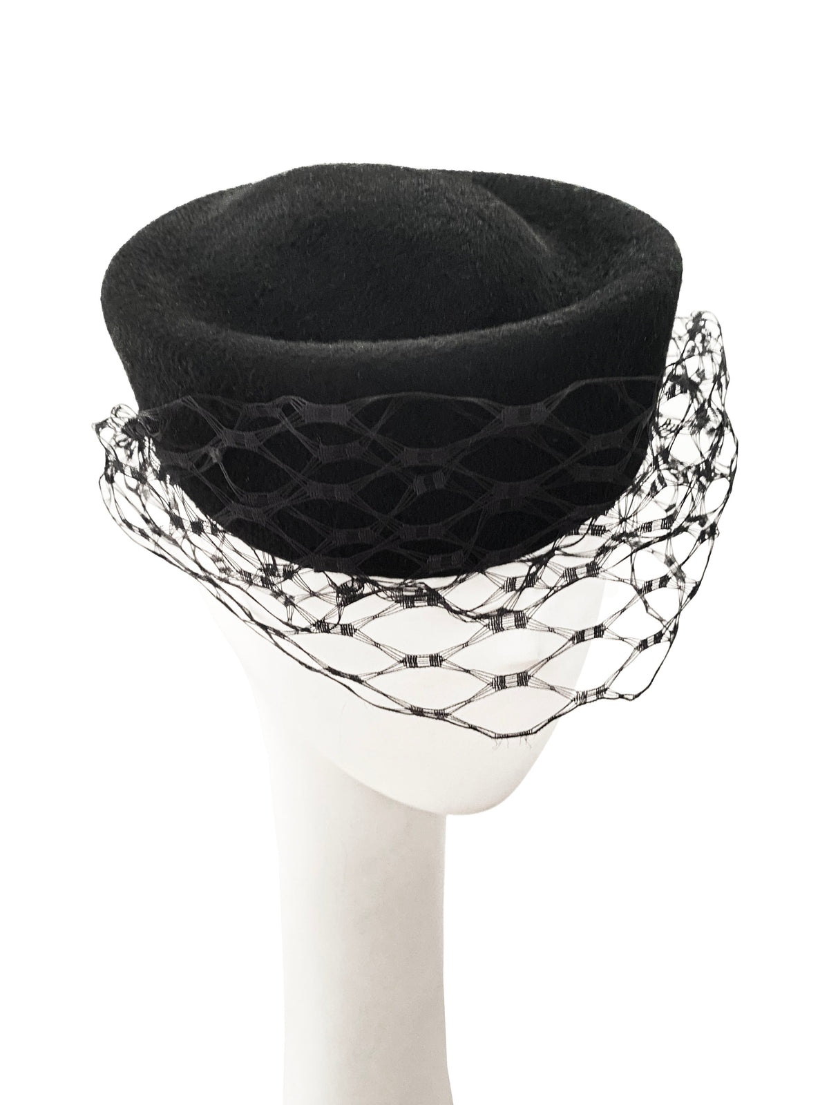 Black Veiled Pillbox Hat - Women Accessories Wool Felt Veil Pillbox Cocktail Hats-AJ585F- Sun Yorkos  main image 2