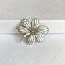 Vintage 60's Crown Trifari White Enamel Silver Tone Flower Brooch