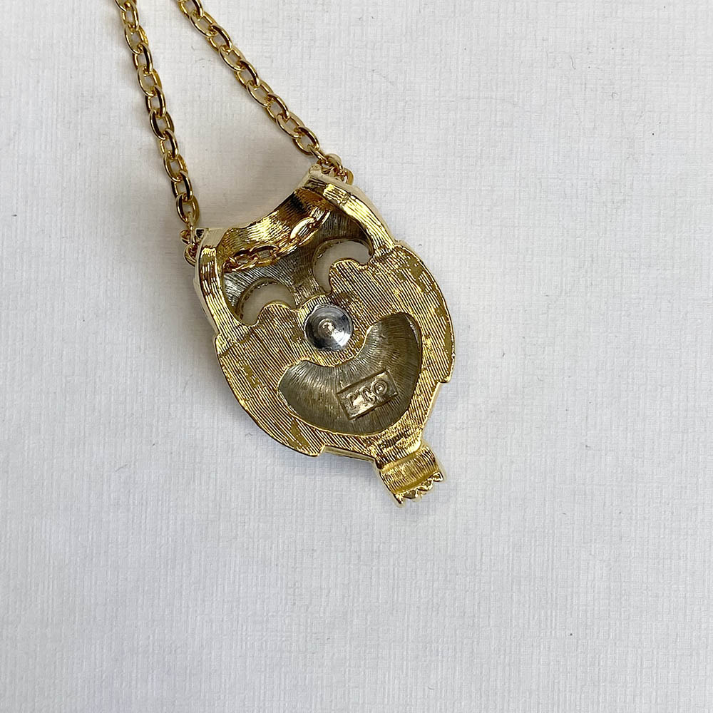 Vintage 80's Jonette Jewelry Silver & Gold Tone Owl Necklace