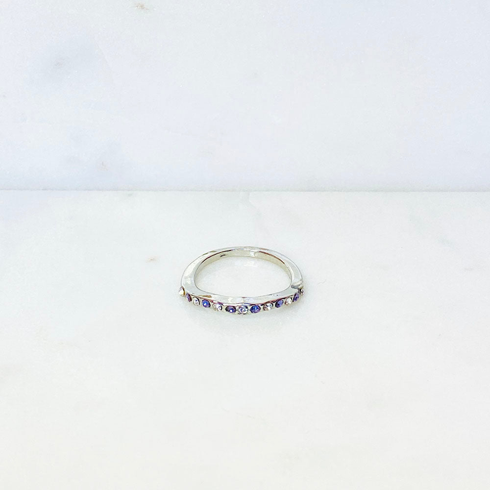 90's Silver Tone Pave Stacking Ring