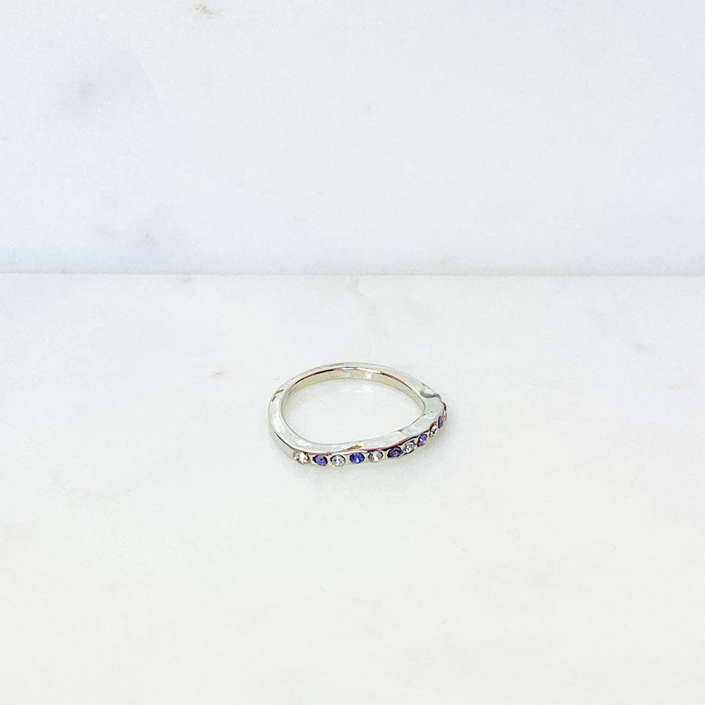 90's Silver Tone Pave Stacking Ring