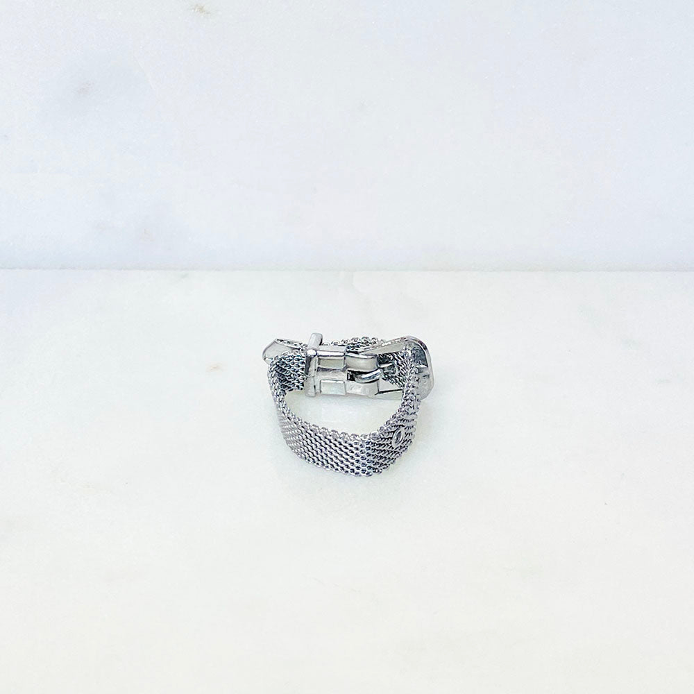 90's Silver Tone Mesh Belt Ring